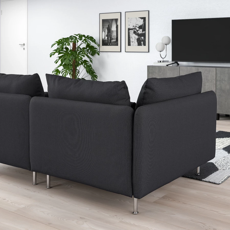 3-местный диван и шезлонг - IKEA SÖDERHAMN/SODERHAMN, 99x291см, черный, СЕДЕРХАМН ИКЕА (изображение №3)