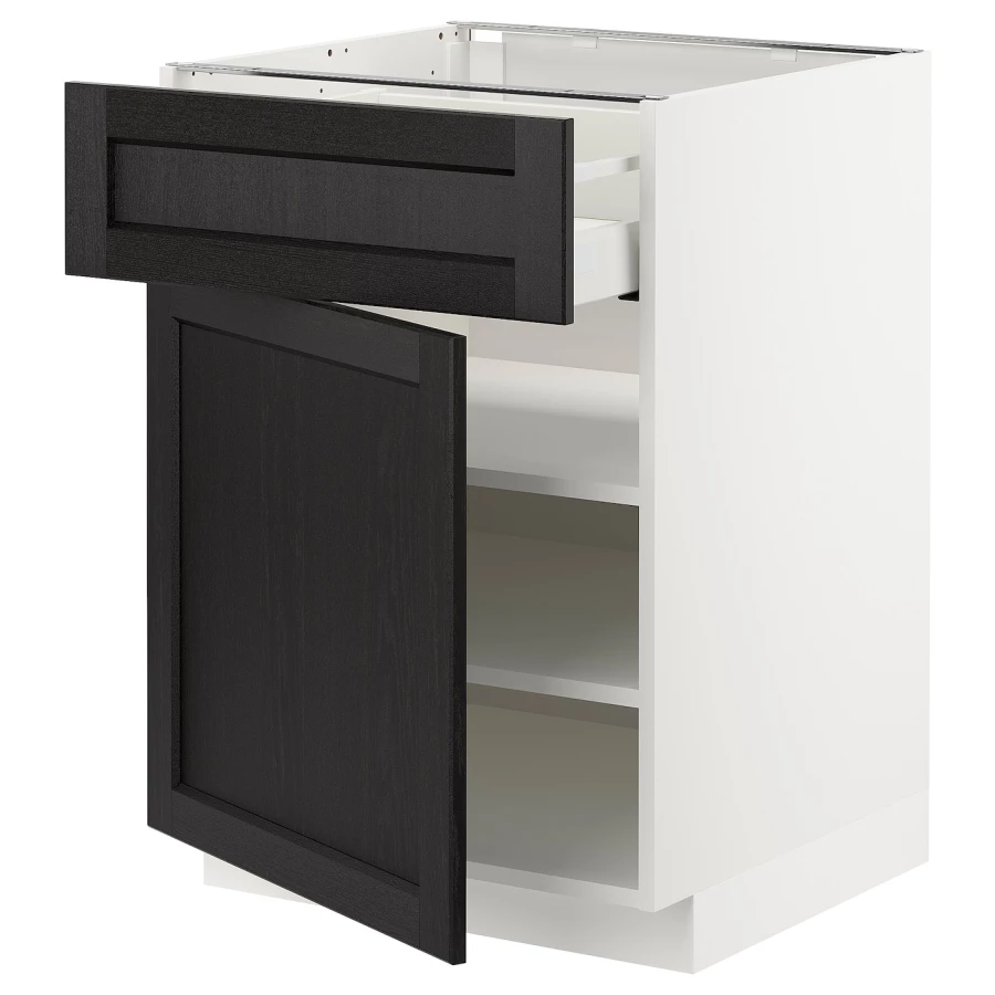 Напольный шкаф - IKEA METOD MAXIMERA, 88x62x60см, черный/белый, МЕТОД МАКСИМЕРА ИКЕА (изображение №1)