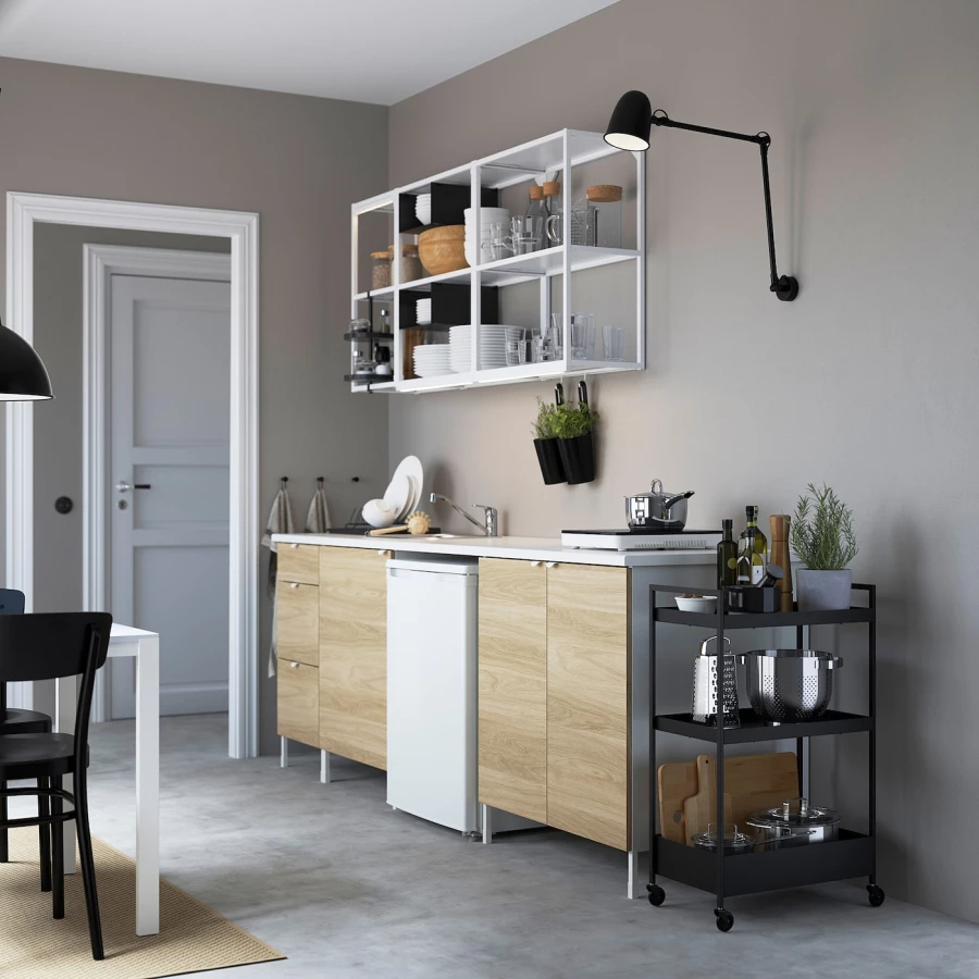 Кухня - ENHET  IKEA/ ЭНХЕТ ИКЕА, 243х222 см, белый/бежевый (изображение №2)