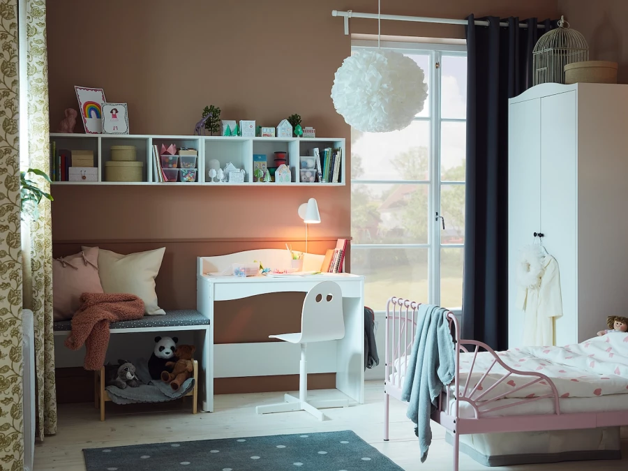 Кровать одноярусная - IKEA MINNEN/LURÖY, 80x200 см, розовый, ИКЕА (изображение №7)