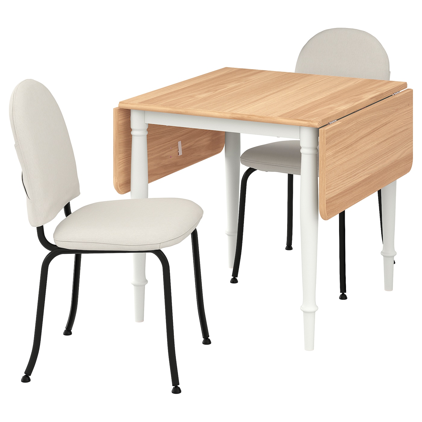 Стол и 2 стула - DANDERYD / EBBALYCKE IKEA/ ДАНДЭРЮД / ЭББАЛЮККЕ ИКЕА,   74/134x80 см, белый/ под беленый дуб