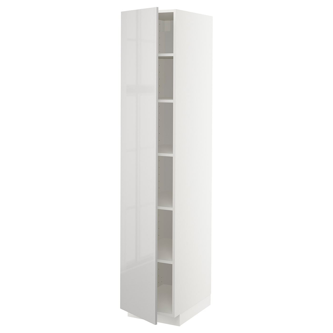 Высокий кухонный шкаф с полками - IKEA METOD/МЕТОД ИКЕА, 200х60х40 см, белый/светло-серый глянцевый