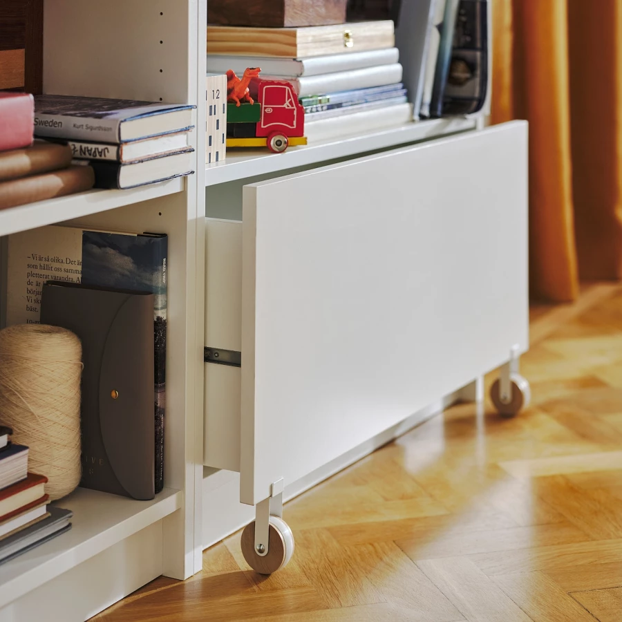Книжный шкаф с ящиками - BILLY IKEA/БИЛЛИ ИКЕА, 30х80х202 см, белый (изображение №4)