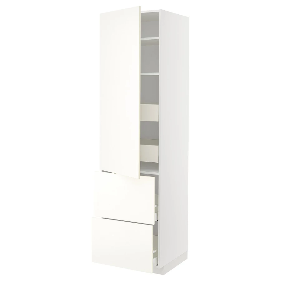 Высокий шкаф - IKEA METOD/MAXIMERA/МЕТОД/МАКСИМЕРА ИКЕА, 220х60х60 см, белый (изображение №1)