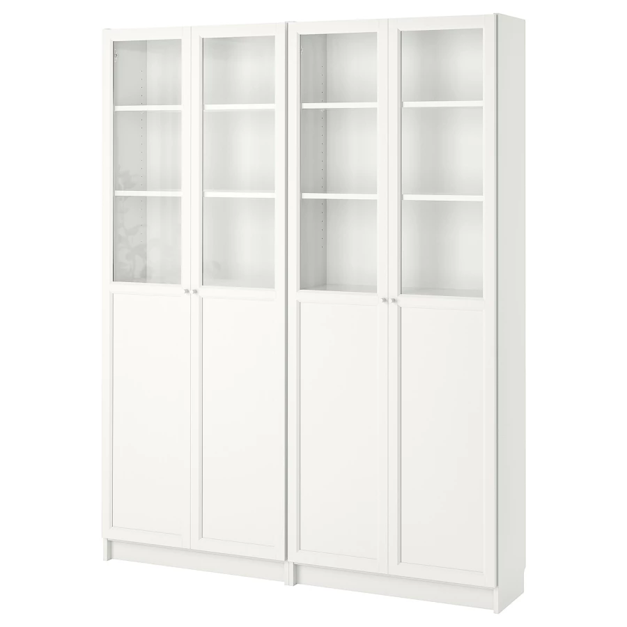 Книжный шкаф с дверцей - BILLY/OXBERG IKEA/ БИЛЛИ/ОКСБЕРГ ИКЕА, 30х160х202 см, белый (изображение №1)