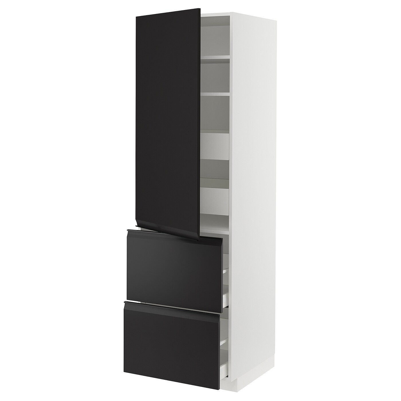 Высокий шкаф с ящиками - IKEA METOD/MAXIMERA/МЕТОД/МАКСИМЕРА ИКЕА, 200х60х60 см, белый/черный