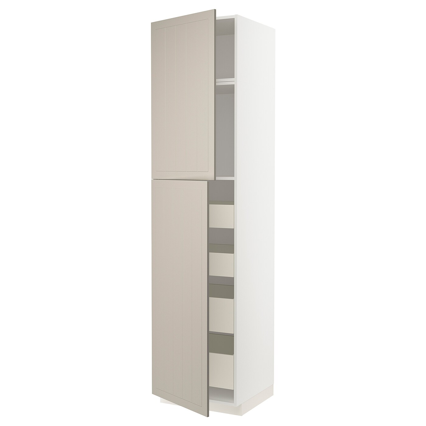 Высокий шкаф с ящиками - IKEA METOD/MAXIMERA/МЕТОД/МАКСИМЕРА ИКЕА, 240х60х60 см, белый/бежевый