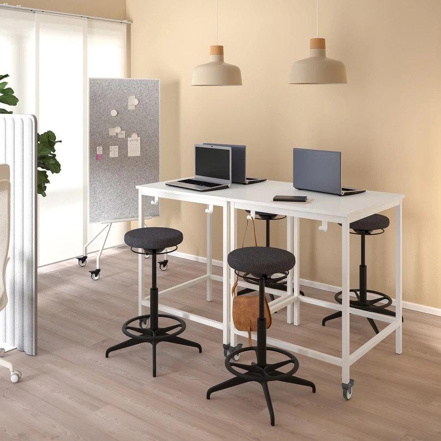 Стол + табурет для сидения/стоя - TROTTEN/LIDKULLEN IKEA/ТРОТТЕН/ЛИДКУЛЛЕН ИКЕА,88х85х3 см, серый/белый (изображение №6)