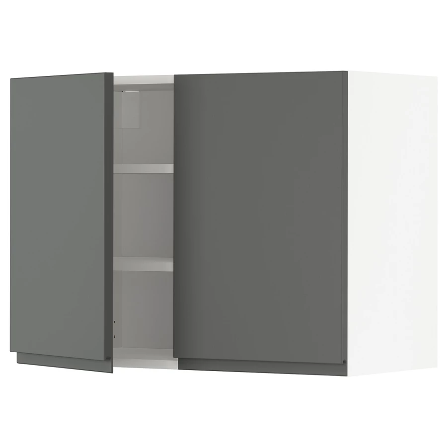 Навесной шкаф с полкой - METOD IKEA/ МЕТОД ИКЕА, 80х60 см, белый/темно-серый (изображение №1)