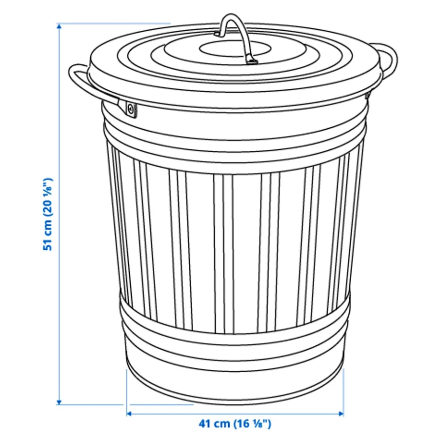 Корзина для мусора - IKEA KNODD, 40л, серый, КНОДД ИКЕА (изображение №6)