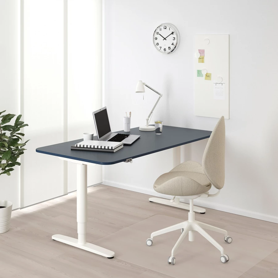 Письменный стол - IKEA BEKANT, 160х80х65-125 см, синий/белый, БЕКАНТ ИКЕА (изображение №2)