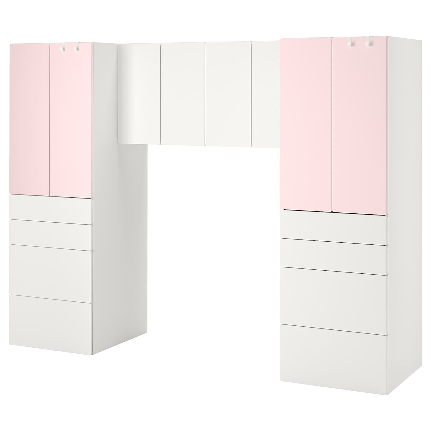 Детская гардеробная комбинация - IKEA PLATSA SMÅSTAD/SMASTAD, 181x57x240см, белый/розовый, ПЛАТСА СМОСТАД ИКЕА