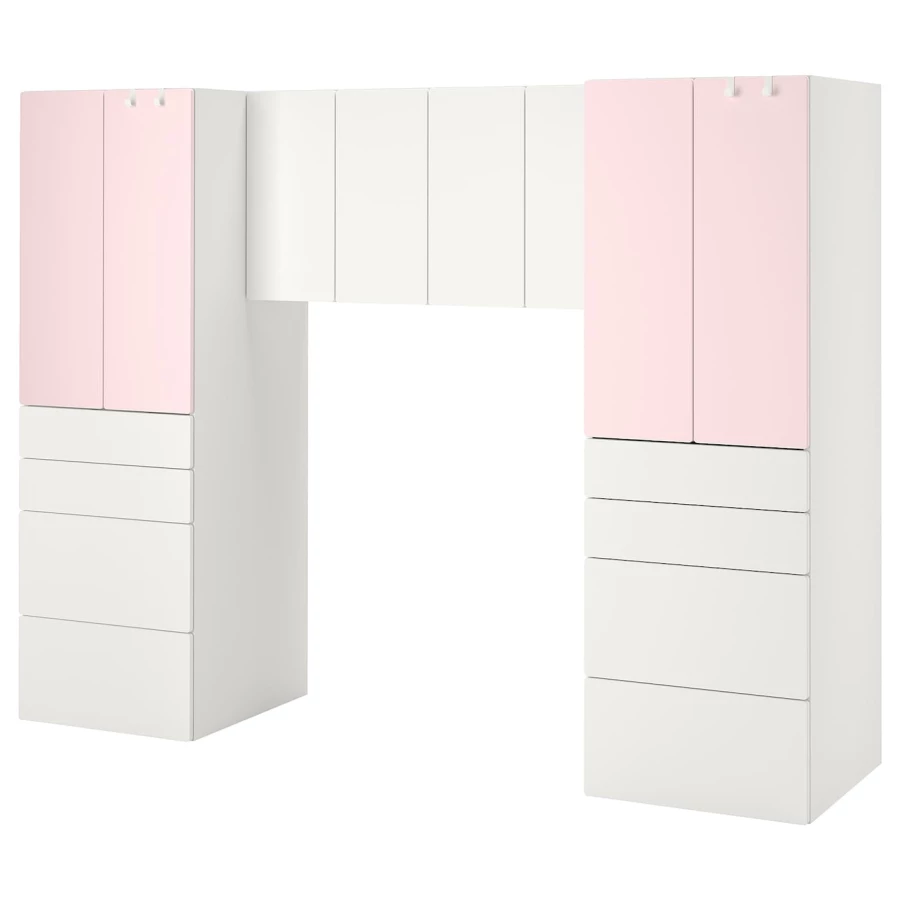Детская гардеробная комбинация - IKEA PLATSA SMÅSTAD/SMASTAD, 181x57x240см, белый/розовый, ПЛАТСА СМОСТАД ИКЕА (изображение №1)