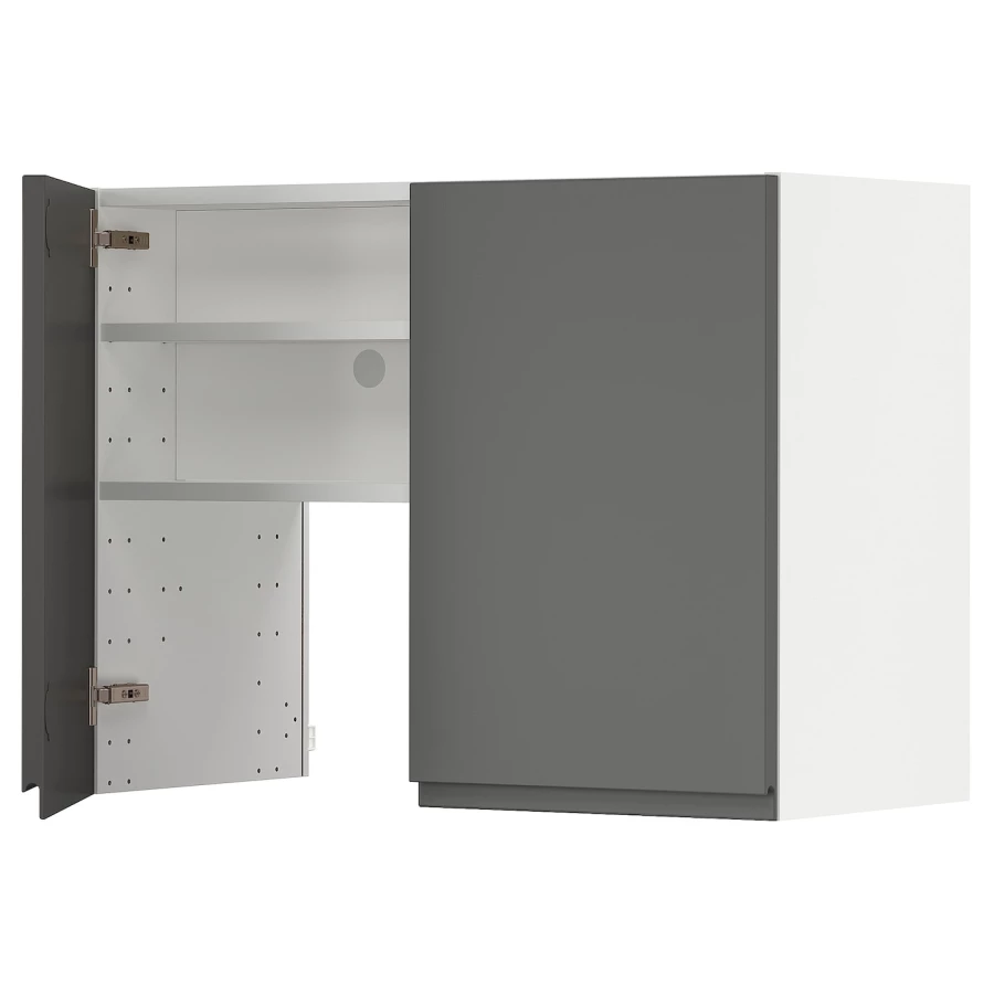 Навесной шкаф с полкой - METOD IKEA/ МЕТОД ИКЕА, 80х60 см, белый/серый (изображение №1)