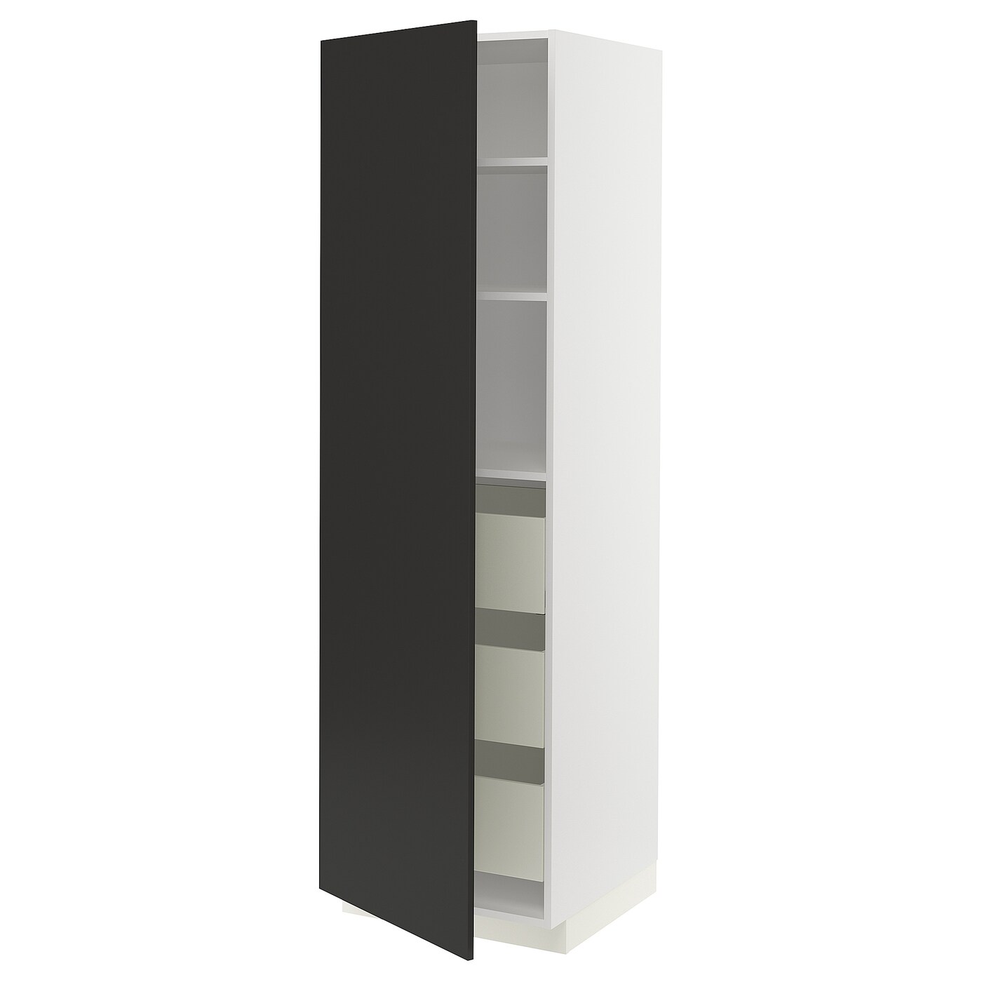 Высокий шкаф с ящиками - IKEA METOD/MAXIMERA/МЕТОД/МАКСИМЕРА ИКЕА, 200х60х60 см, черный/белый