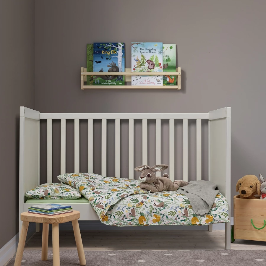Пододеяльник,наволочка и простыня для детской кроватки -  TROLLDOM IKEA/ ТРОЛЛДОМ ИКЕА, 60х120 см, цветочный (изображение №5)