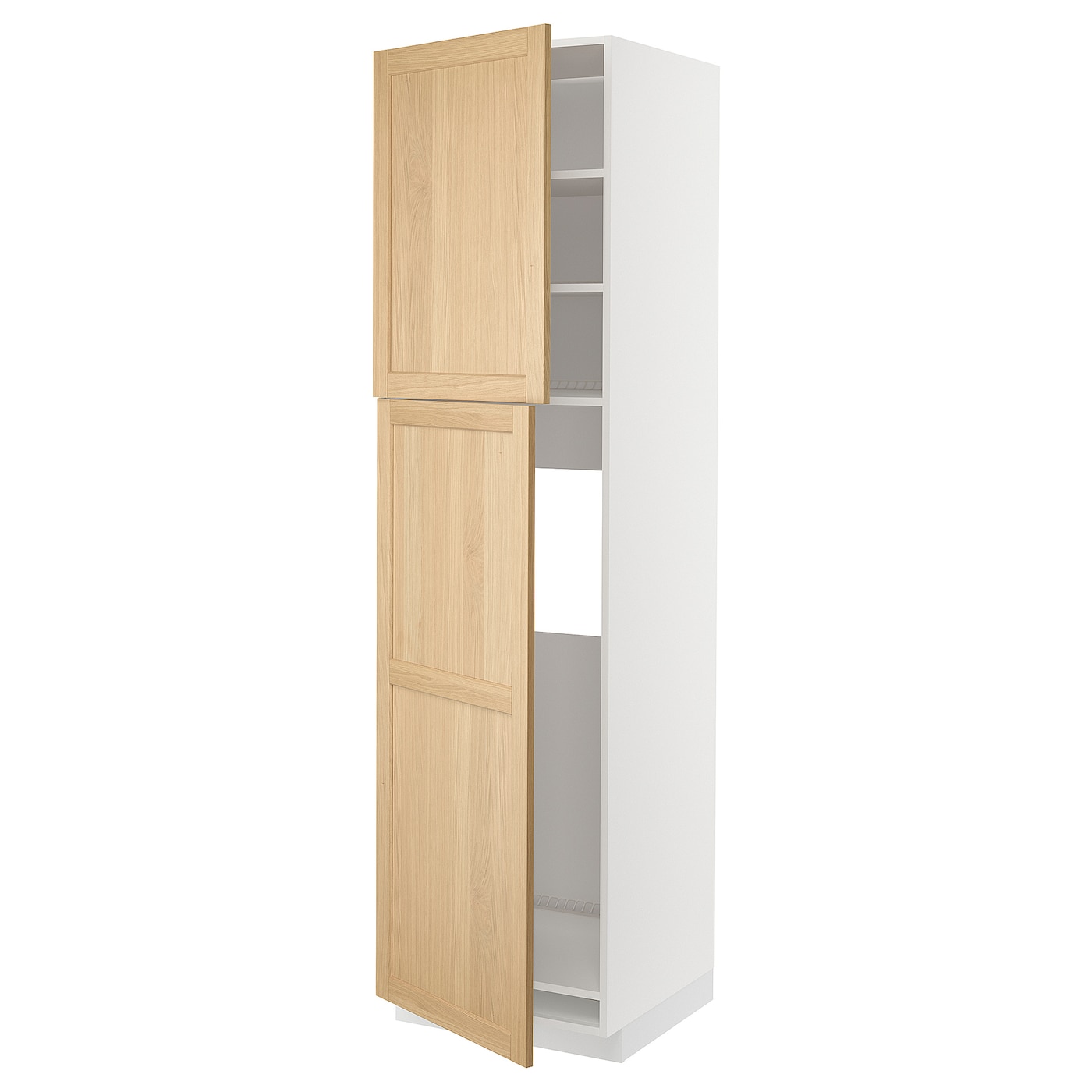 Высокий кухонный шкаф с полками - IKEA METOD/МЕТОД ИКЕА, 220х60х60 см, белый/светло-коричневый