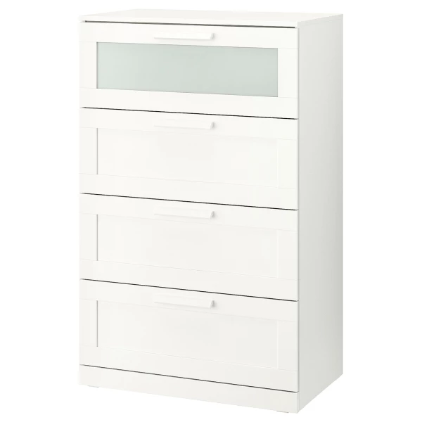 Комод с 4 ящиками - IKEA BRIMNES, 78х124 см, белый, БРИМНЭС/БРИМНЕС ИКЕА