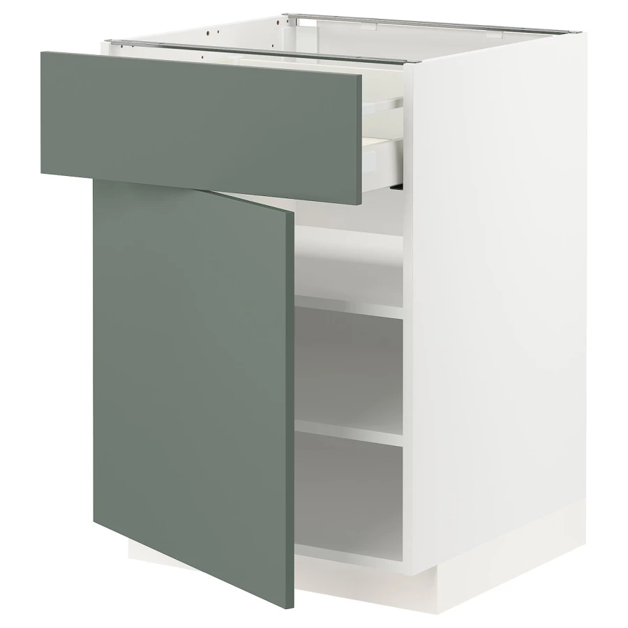 Напольный шкаф - IKEA METOD MAXIMERA, 88x62x60см, белый/серо-зеленый, МЕТОД МАКСИМЕРА ИКЕА (изображение №1)