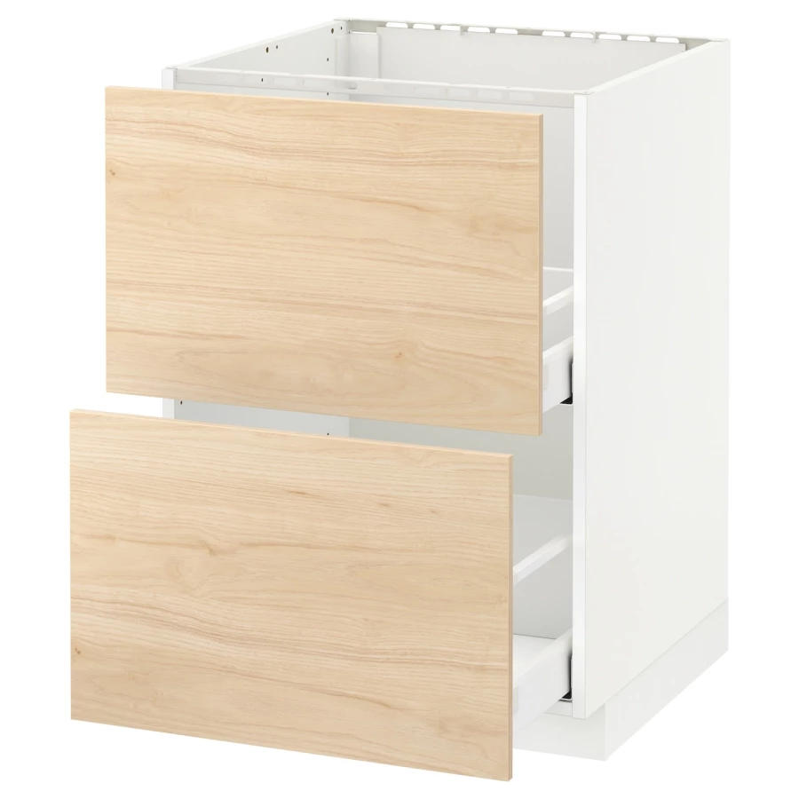 Напольный шкаф - METOD / MAXIMERA IKEA/ МЕТОД/ МАКСИМЕРА ИКЕА,  60х60 см, белый/ под беленый дуб (изображение №1)