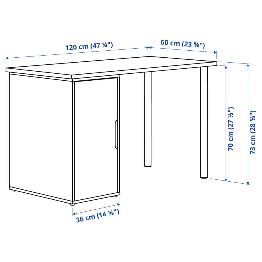 Письменный стол с ящиком - IKEA LAGKAPTEN/ALEX, 120x60 см, белый, АЛЕКС/ЛАГКАПТЕН ИКЕА (изображение №6)