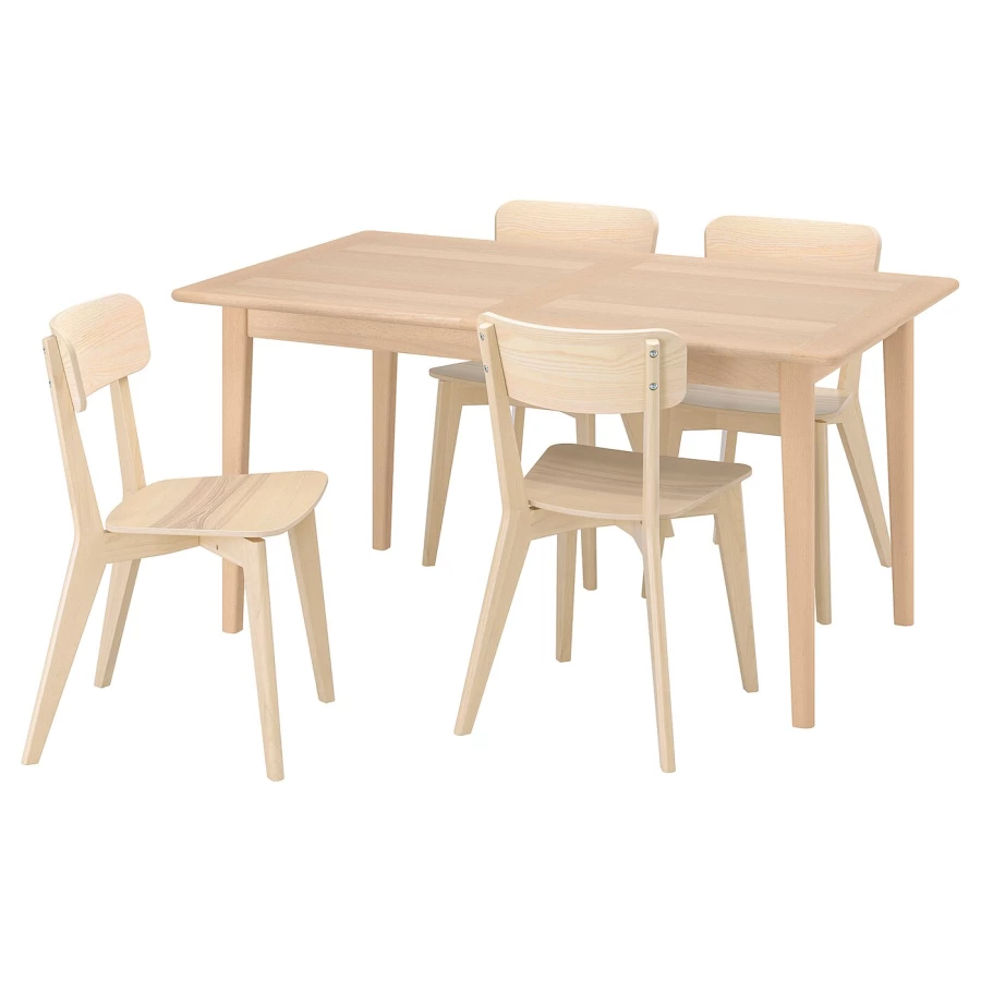Стол и 4 стула - SKANSNÄS / LISABO/SKANSNАS IKEA/ СКАНСНАС/  ЛИСАБО ИКЕА, 90х75 см,  под беленый дуб (изображение №1)
