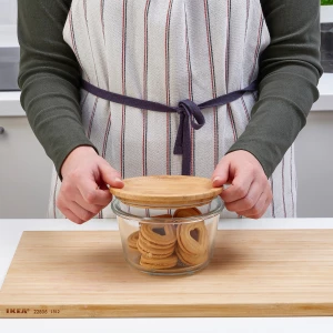 Второе фото. Контейнер для продуктов с крышкой - IKEA 365+, 14х9 см, стекло/бамбук, ИКЕА 365+