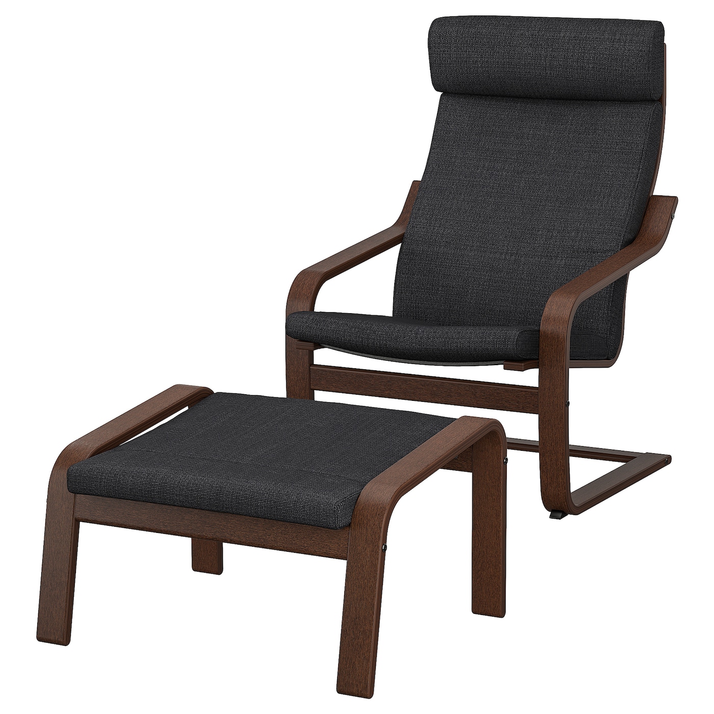 Кресло/табурет для ног - POÄNG / POАNG  IKEA/ ПОЭНГ ИКЕА,  72х66х7 см , черный/коричневый