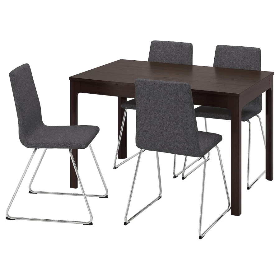 Стол и 4 стула - DOCKSTA / LILLÅNÄS/LILLАNАS IKEA/ ДОКСТА / ЛИЛЛОНЭС ИКЕА, 180/120   см, серый/коричневый (изображение №1)