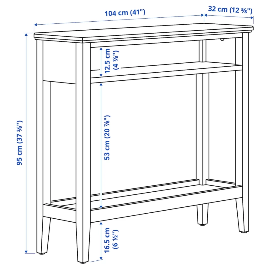 Консольный стол - IKEA IDANÄS/IDANAS/ИДАНЭС ИКЕА, 95х104х32 см, белый (изображение №4)