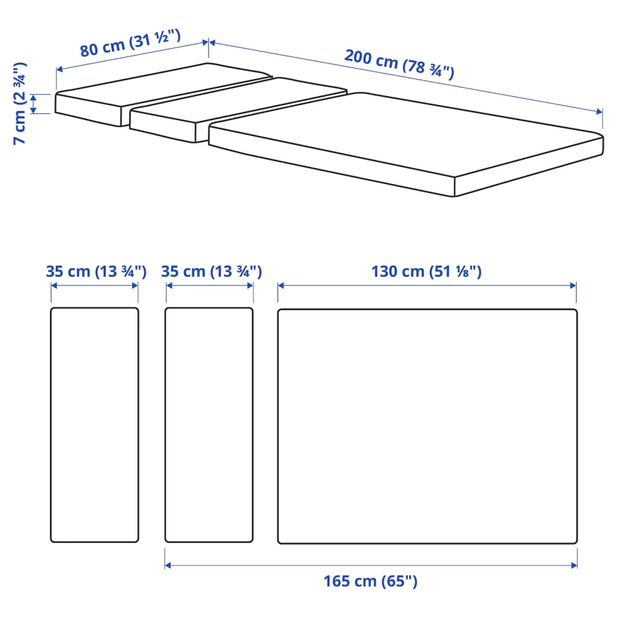 Матрас для раздвижной кровати - PLUTTEN IKEA/ ПЛУТТЕН ИКЕА, 80х200 см, белый (изображение №4)