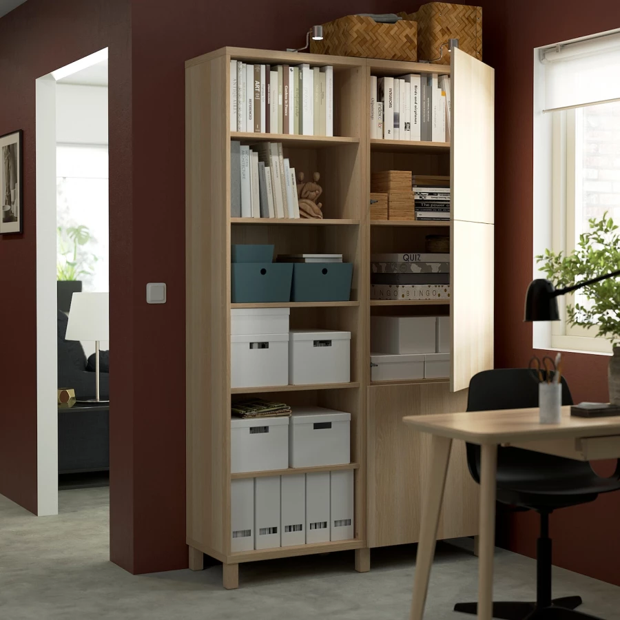 Книжный шкаф с дверцей - IKEA BESTA, 120x42x202 см, коричневый, БЕСТА ИКЕА (изображение №2)