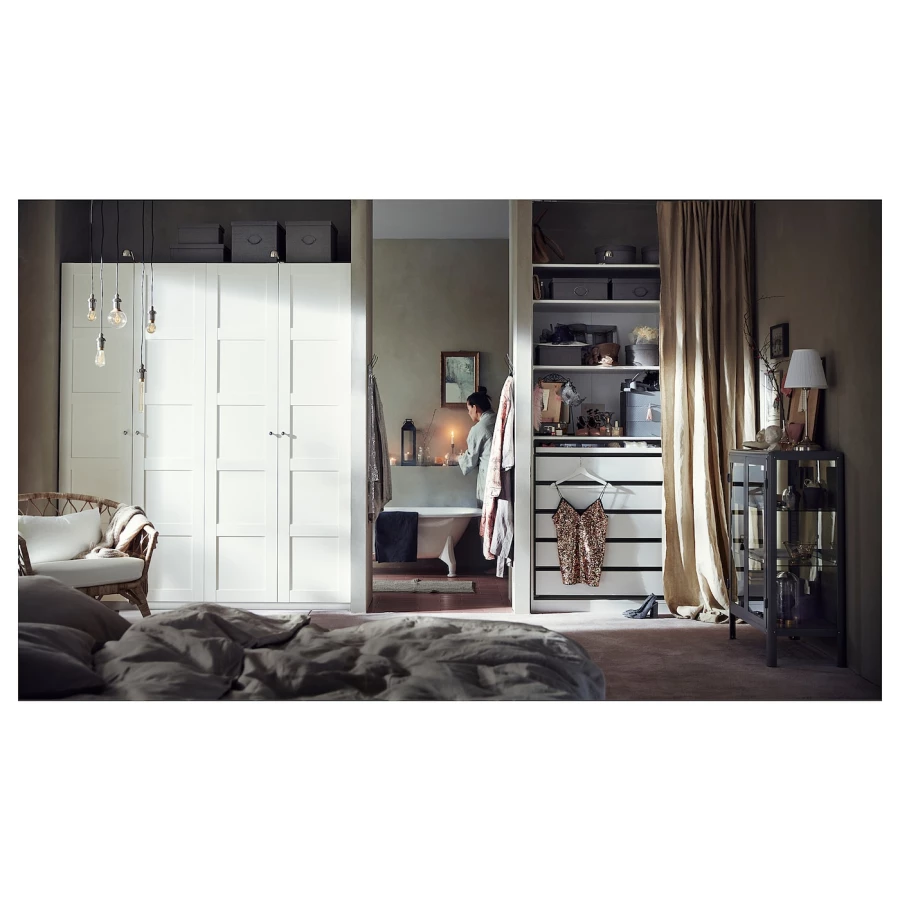 Шкаф - IKEA PAX/ПАКС ИКЕА, 58х150х236,4 см, белый (изображение №2)