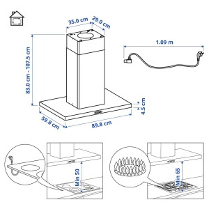 Второе фото. Потолочный колпак для дымохода - IKEA SVÄVANDE/SVAVANDE/СВАВАНДЕ ИКЕА, 90х60 см, серый
