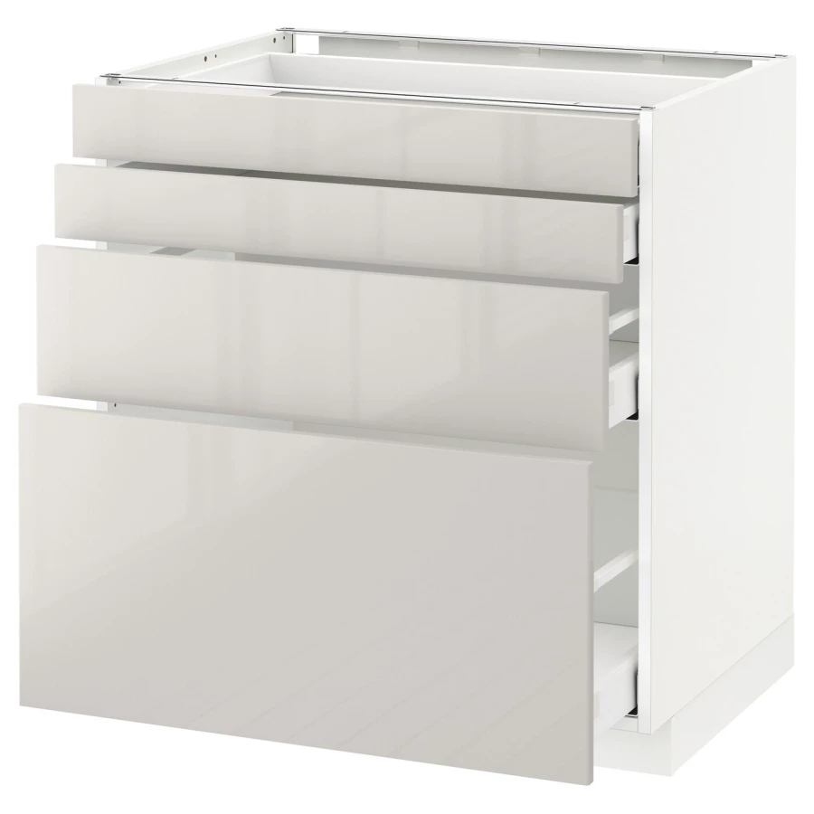 Напольный кухонный шкаф  - IKEA METOD MAXIMERA, 88x61,8x80см, белый/светло-серый, МЕТОД МАКСИМЕРА ИКЕА (изображение №1)