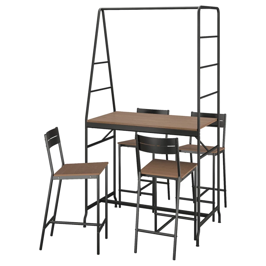 Комплект барного стола и барных стульев - HÅVERUD/HАVERUD/SANDSBERG IKEA, ХОВЕРЮД/САНДСБЕРГ ИКЕА, 192/93Х105Х66 см, чёрный/коричневый (изображение №1)