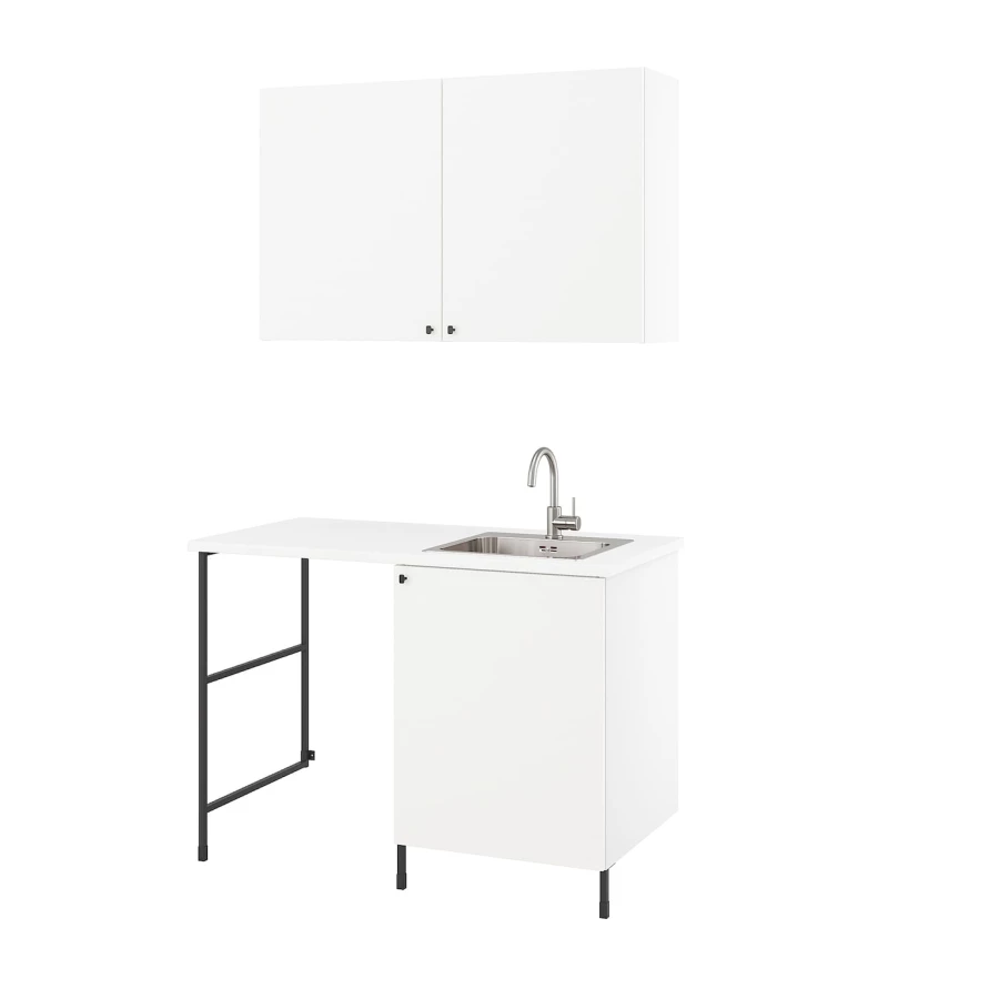 Комбинация для ванной - IKEA ENHET, 139х63.5х87.5 см, белый/антрацит, ЭНХЕТ ИКЕА (изображение №1)