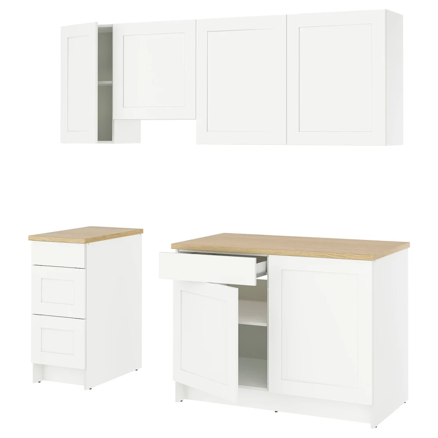 Комбинация кухонная прямая -  KNOXHULT IKEA/ КНОКСХУЛЬТ ИКЕА, белый/под беленный дуб (изображение №1)
