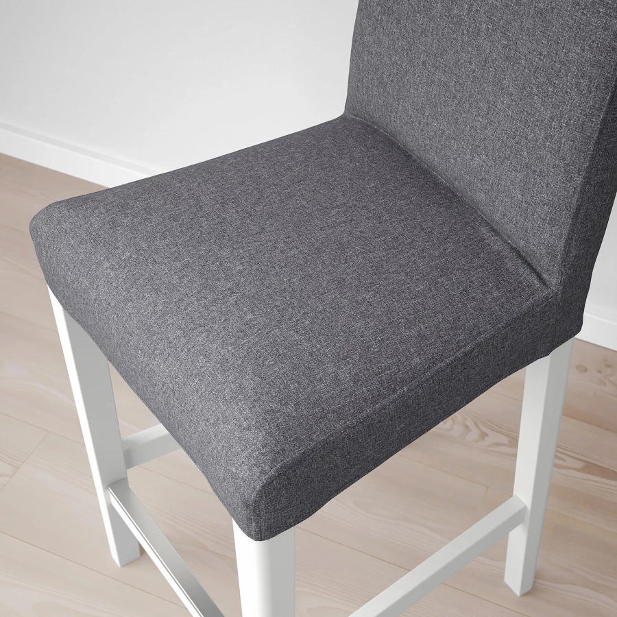 Барный стул со спинкой - BERGMUND IKEA/БЕРГМУНД ИКЕА, 97х45х48см, серый (изображение №5)
