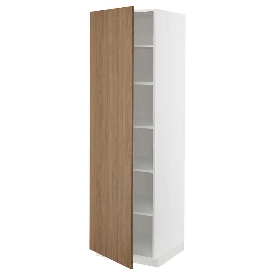 Высокий кухонный шкаф с полками - IKEA METOD/МЕТОД ИКЕА, 200х60х60 см, белый/коричневый (изображение №1)