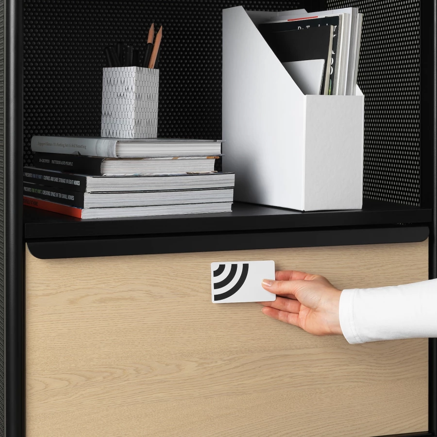 Офисный шкаф с умным замком - IKEA BEKANT, черный, 61х45х101 см, БЕКАНТ ИКЕА (изображение №5)