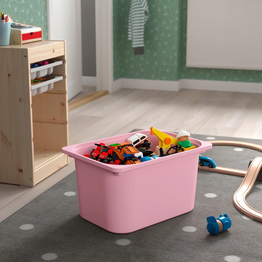 Стеллаж - IKEA TROFAST, 32х44х52 см, сосна/розовый/бело-серый, ТРУФАСТ ИКЕА (изображение №5)