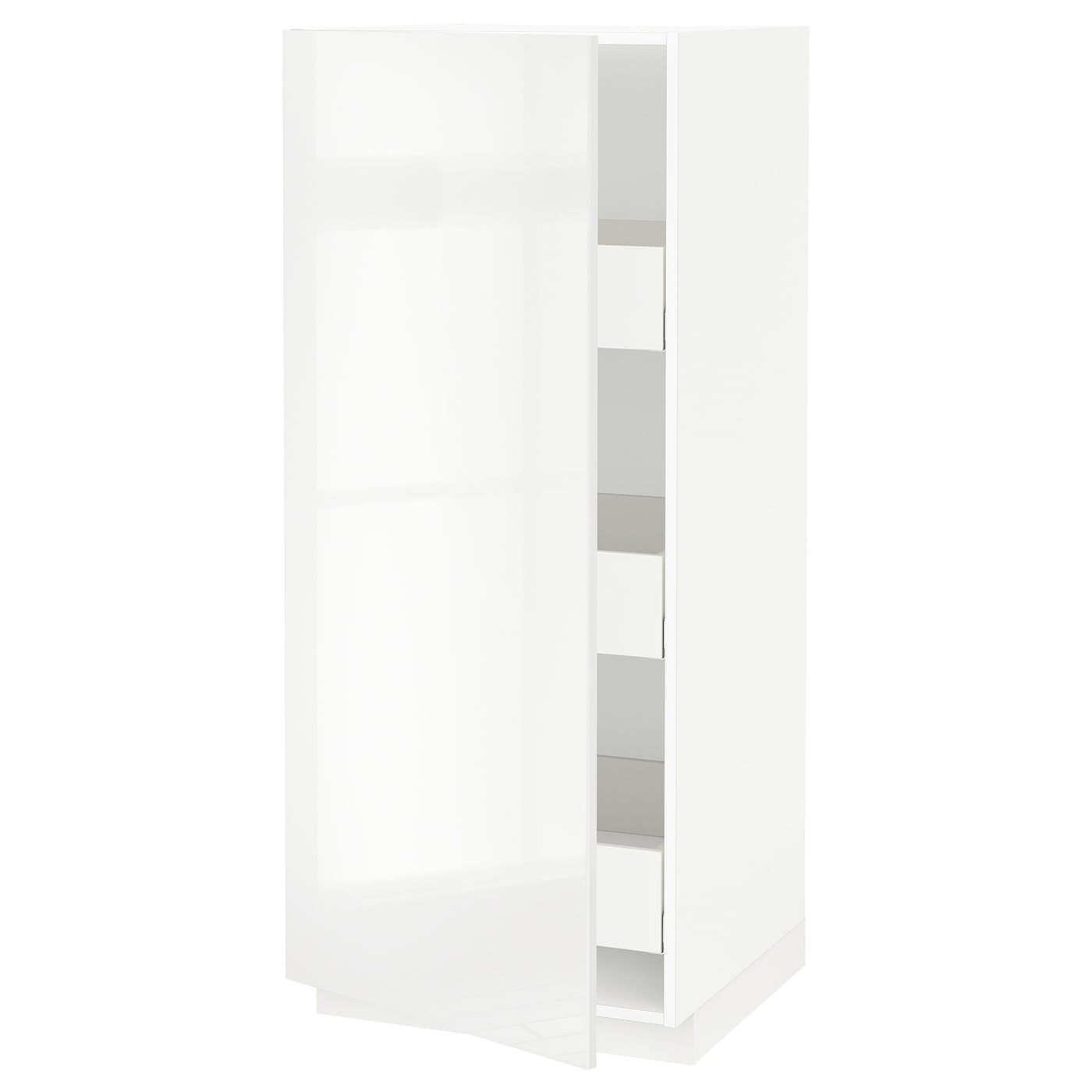 Высокий шкаф с ящиками - IKEA METOD/MAXIMERA/МЕТОД/МАКСИМЕРА ИКЕА, 140х60х60 см, белый глянцевый