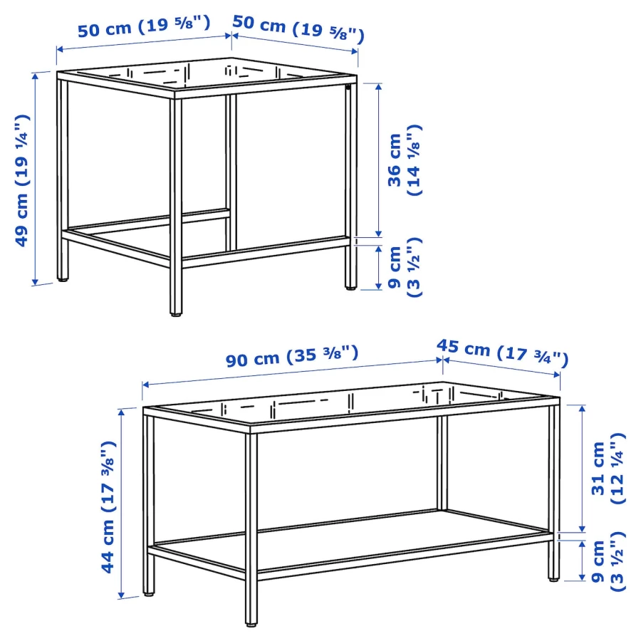 Комплект столов, 2 шт. - IKEA VITTSJÖ/ИКЕА ВИТШЁ , черно-коричневый/стекло (изображение №7)