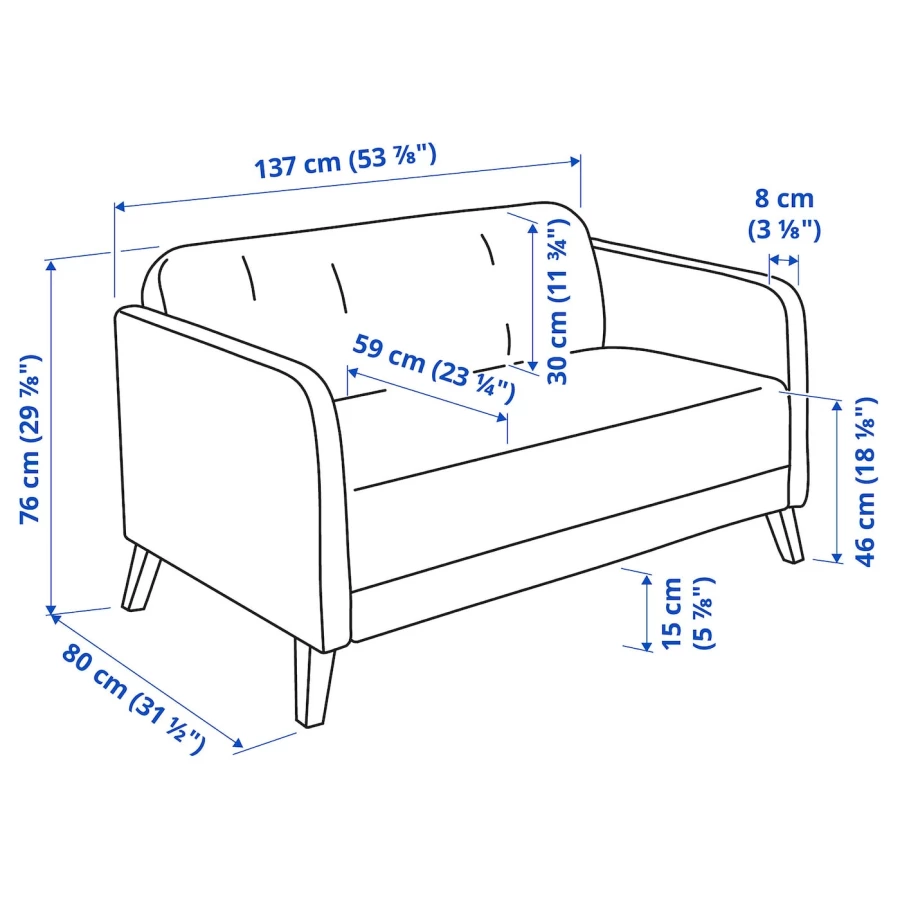 2-местный диван - IKEA LINANÄS/LINANAS, 77x80,5x137см, черный, ЛИНАНАС ИКЕА (изображение №10)