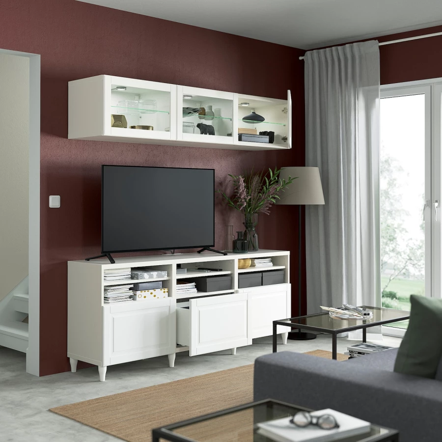 Шкаф для ТВ - IKEA BESTÅ/BESTA, 180x42x192 см, белый, Бесто ИКЕА (изображение №2)
