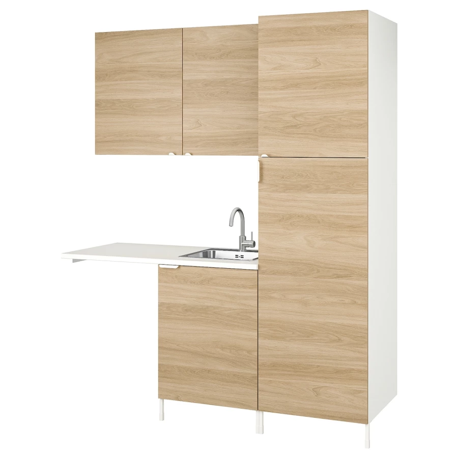 Комбинация для ванной - IKEA ENHET,  183x63.5x222.5 см, белый/имитация дуба, ЭНХЕТ ИКЕА (изображение №1)