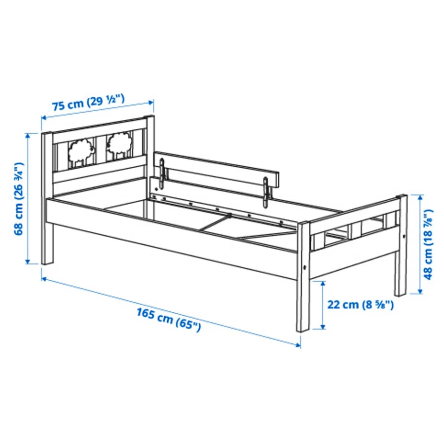 Каркас кровати с реечным дном - IKEA KRITTER, 160х70 см, серый, КРИТТЕР ИКЕА (изображение №2)