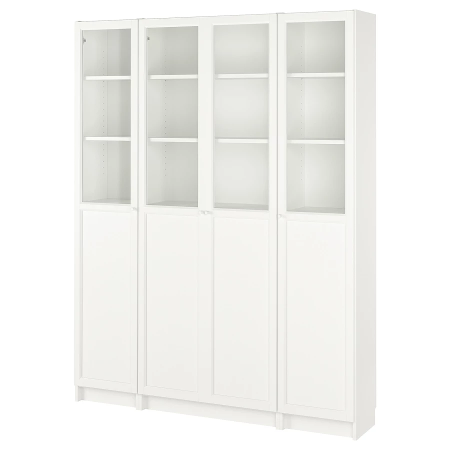 Книжный шкаф с дверцей - BILLY/OXBERG IKEA/ БИЛЛИ/ОКСБЕРГ ИКЕА, 30х160х202 см, белый (изображение №1)