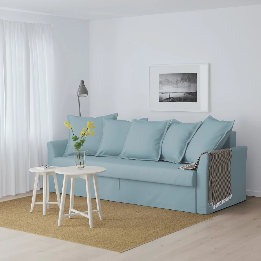 3-местный диван-кровать - IKEA HOLMSUND, 99x231см, голубой, ХОЛЬМСУНД ИКЕА (изображение №3)